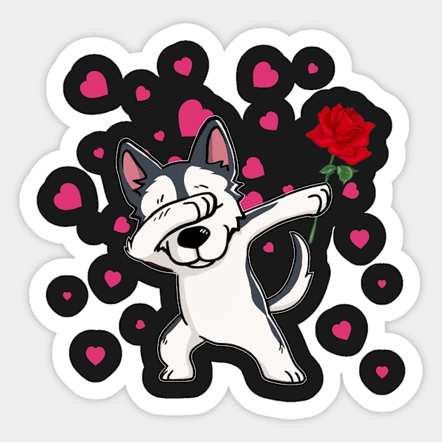 Funny Dabbing Husky Valentine_s Day T-shirt Sticker by Elsie